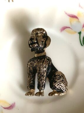 Vintage Gold & Black Poodle Brooch